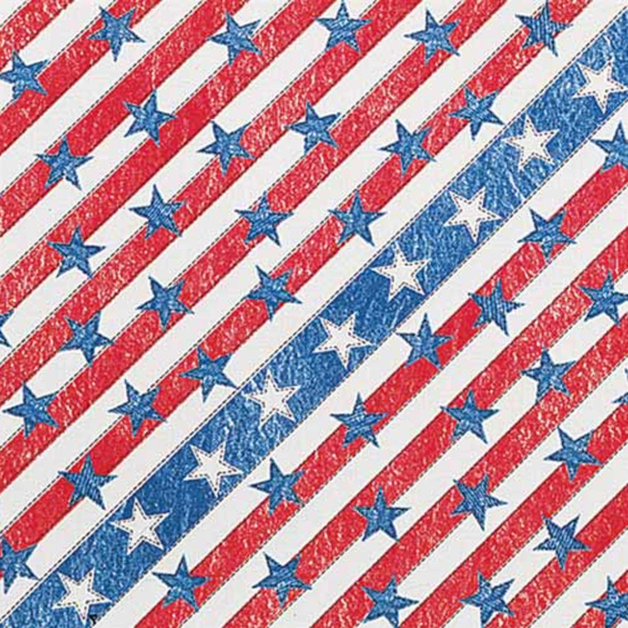 Pattern with red, white, and blue stars on a diagonal striped background