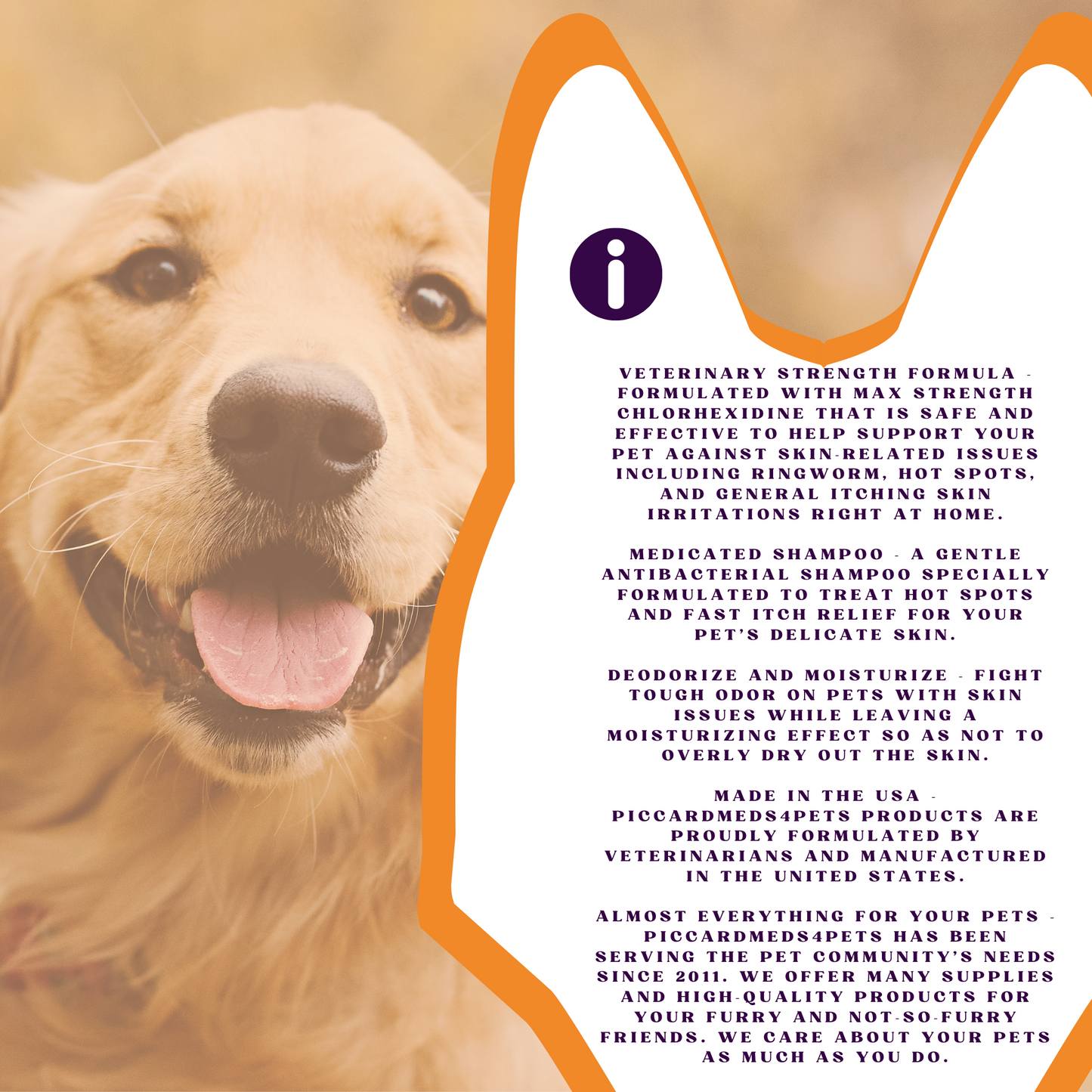 Piccardmeds4pets Hot Spot Anti-Itch Max Strength Pet Shampoo 12 oz. + FREE Bandana!