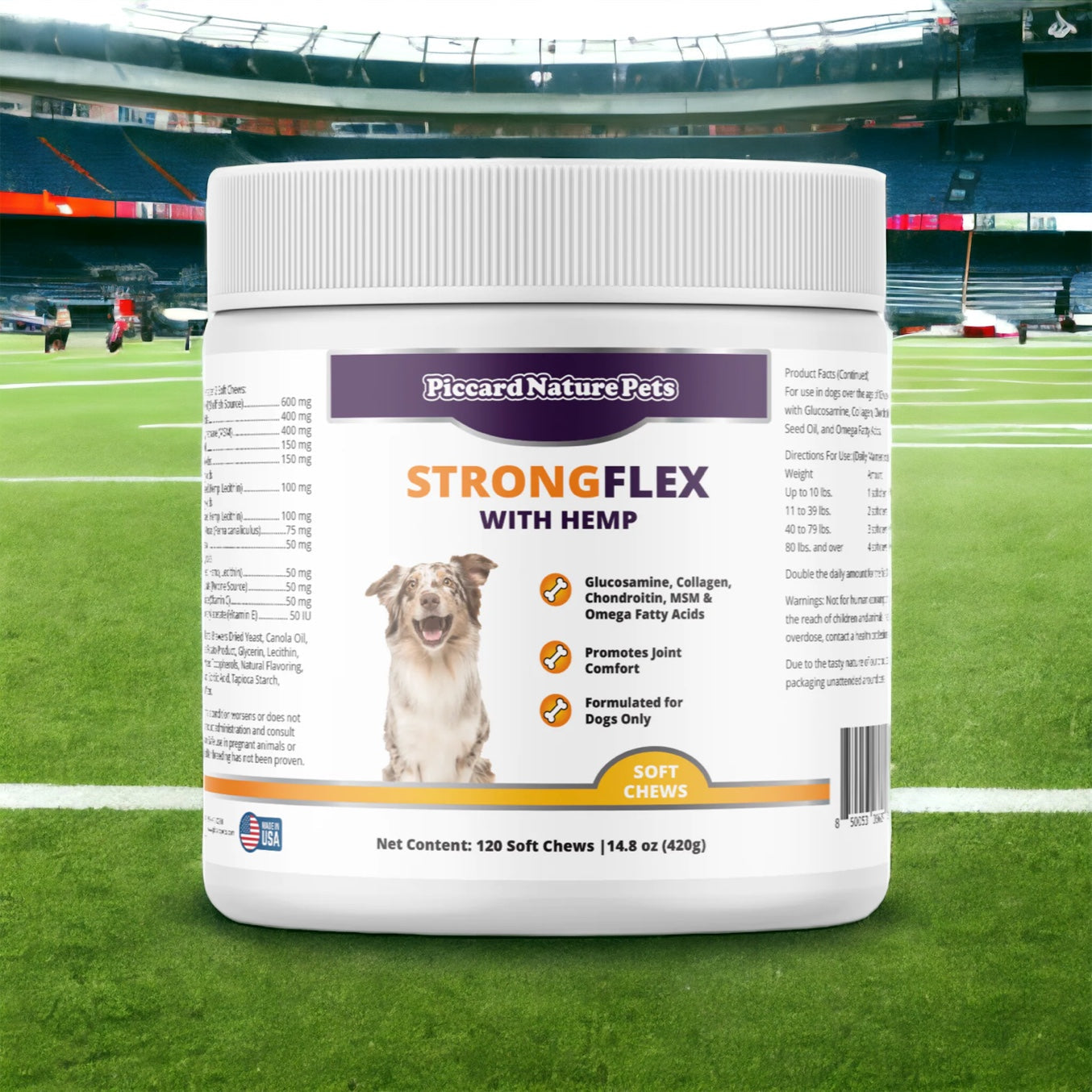 PiccardNaturePets StrongFlex with Hemp Joint Support for Dogs 120 Soft Chews