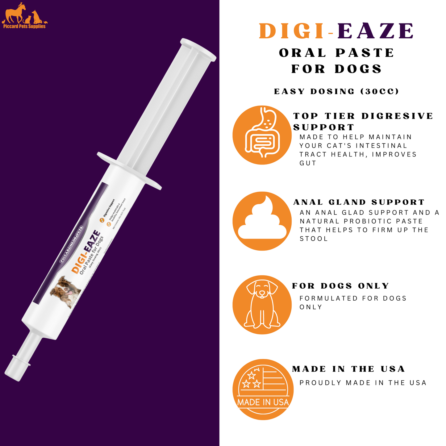 Piccardmeds4pets Digi-Eaze Probiotic Paste for Dogs Easy Dosing 30cc + FREE Bandana!