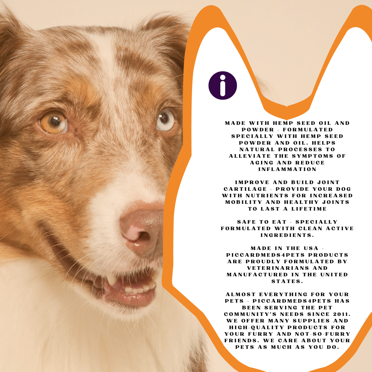 Piccardmeds4pets Hemp + MSM Joint Support Chews for Dogs and Cats 60CT + FREE Bandana!