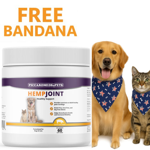 Piccardmeds4pets Hemp + MSM Joint Support Chews for Dogs and Cats 60CT + FREE Bandana!