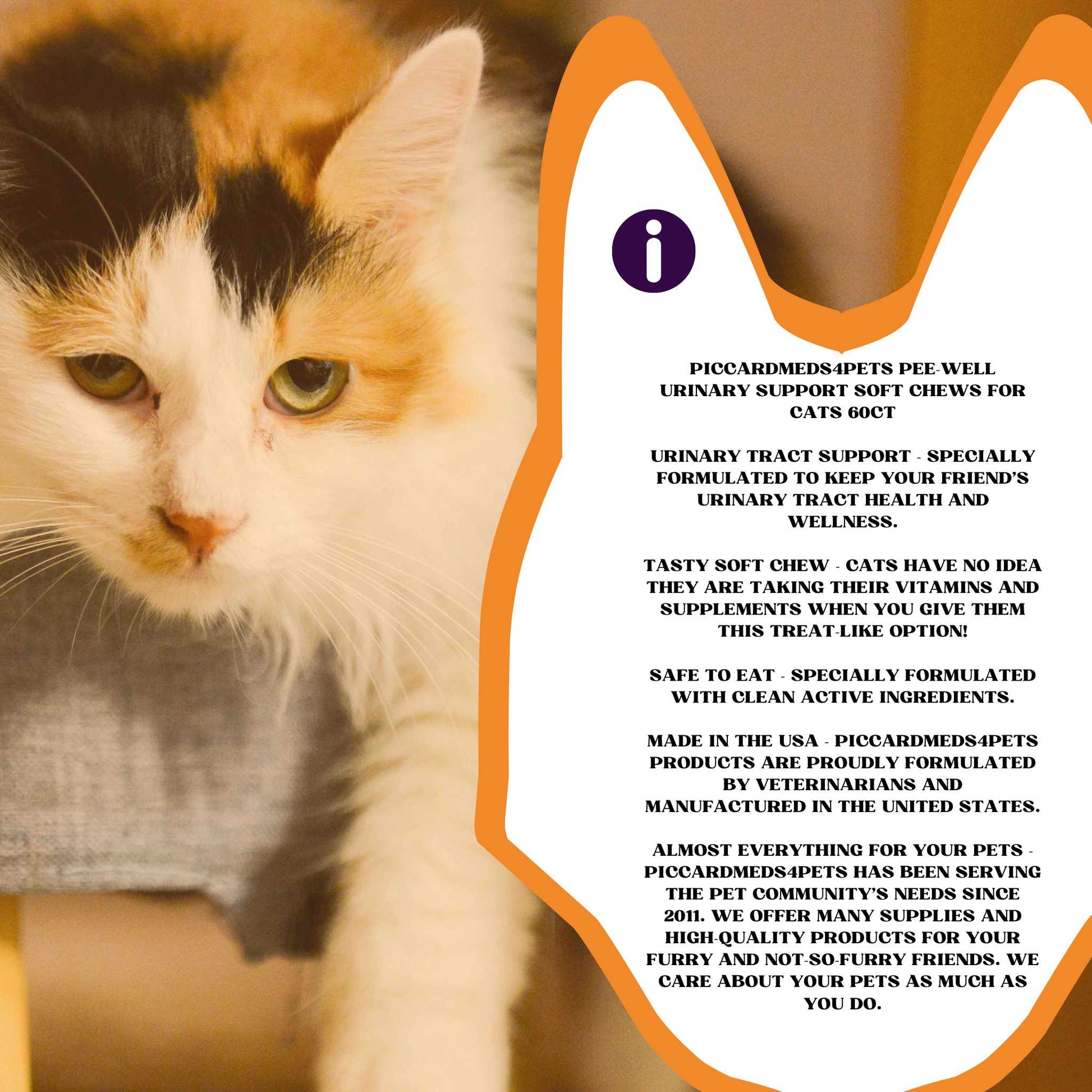 Piccardmeds4pets Pee-Well Urinary Support Soft Chews for Cats 60CT Piccard Meds 4 Pets