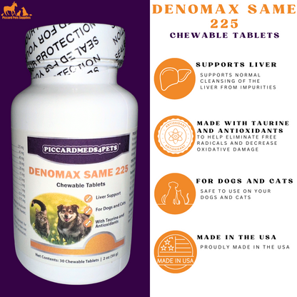 Piccardmeds4pets Denomax Same 225 for Dogs and Cats 30 Count + FREE Bandana!