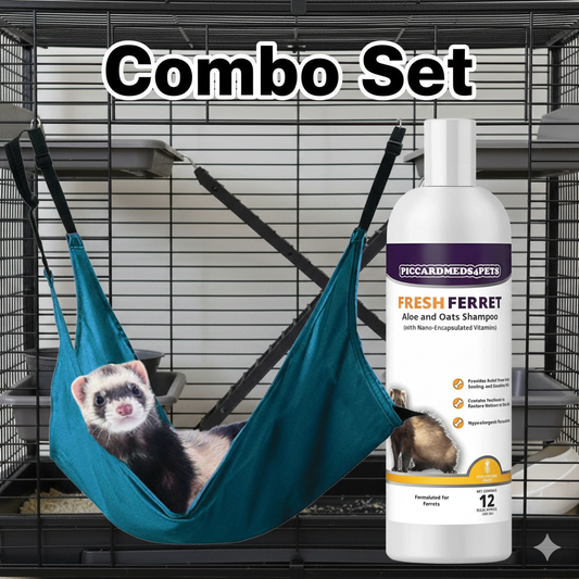 Piccardmeds4pets Ferret Aloe Oats Shampoo + Marshall Leisure Lounge Hammock Combo Set