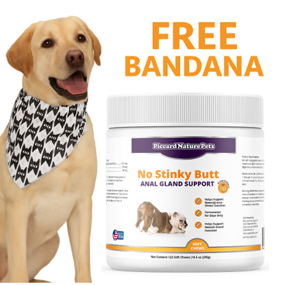PiccardNaturePets No Stinky Butt Anal Gland Support 120ct Chews + FREE Bandana!