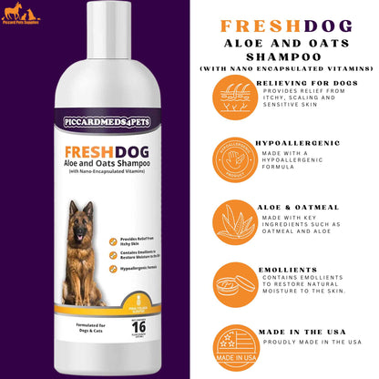Piccardmeds4pets Aloe Oats Dog Shampoo + Total Pet Health Puppy ID Collars 8-Pack Combo